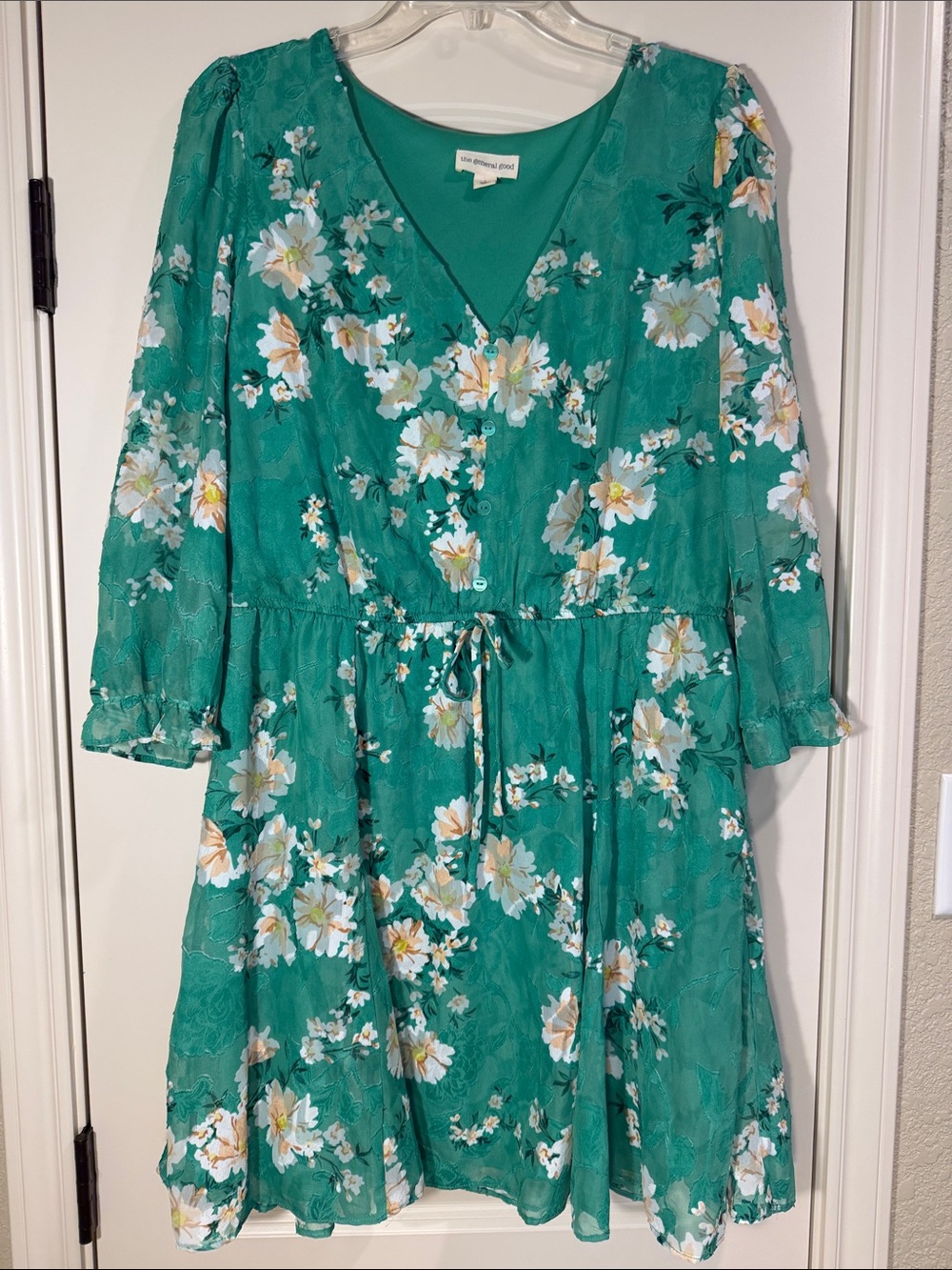 Emerald Floral V-Neck Dress - The General Good - Size L